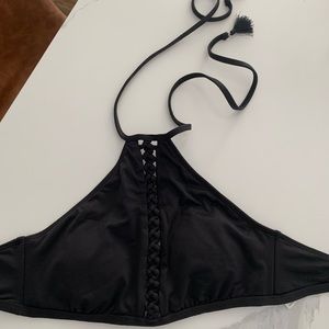 Pura Vida High Neck Black Bathing Suit Top Medium